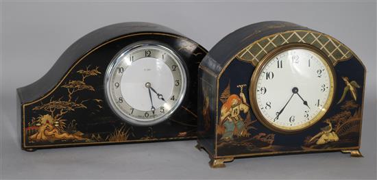 Two chinoiserie mantel clocks